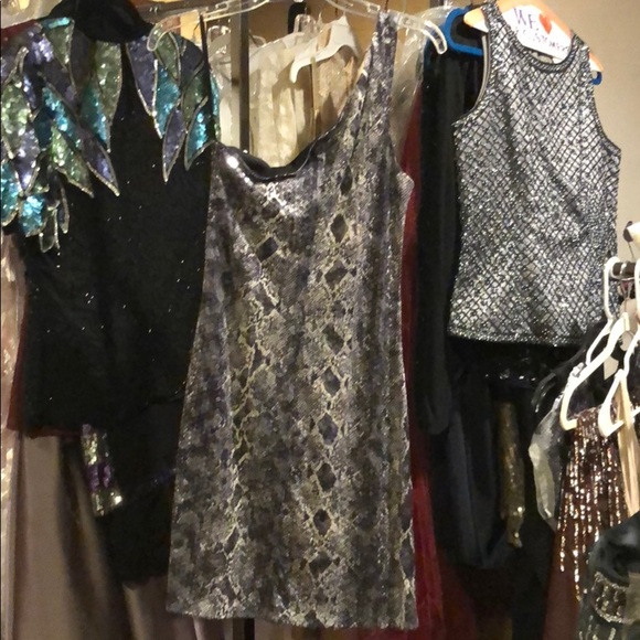 Bebe Moda Stretchy python AB sequins one shoulder 🤩 SC5 - Picture 7 of 9